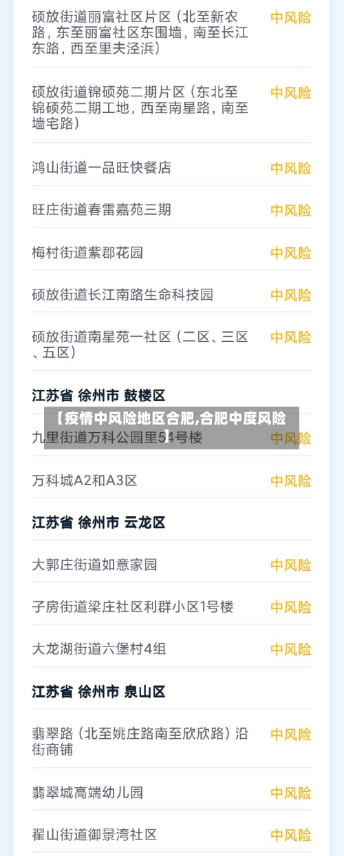 【疫情中风险地区合肥,合肥中度风险】