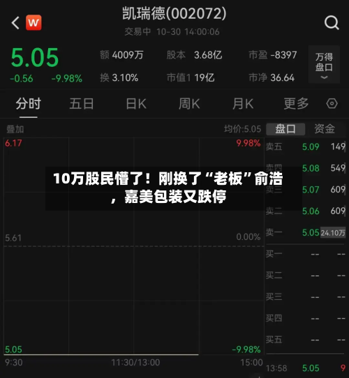 10万股民懵了！刚换了“老板”俞浩，嘉美包装又跌停-第2张图片