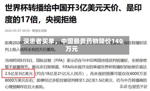 没患者买单，中国最贵药物降价140万元