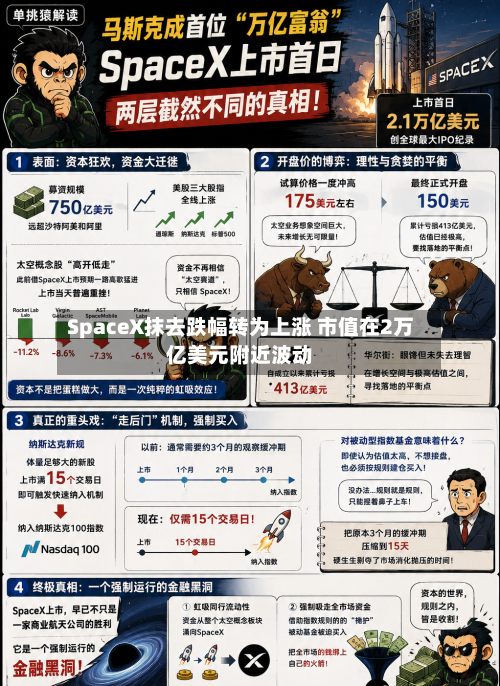 SpaceX抹去跌幅转为上涨 市值在2万亿美元附近波动