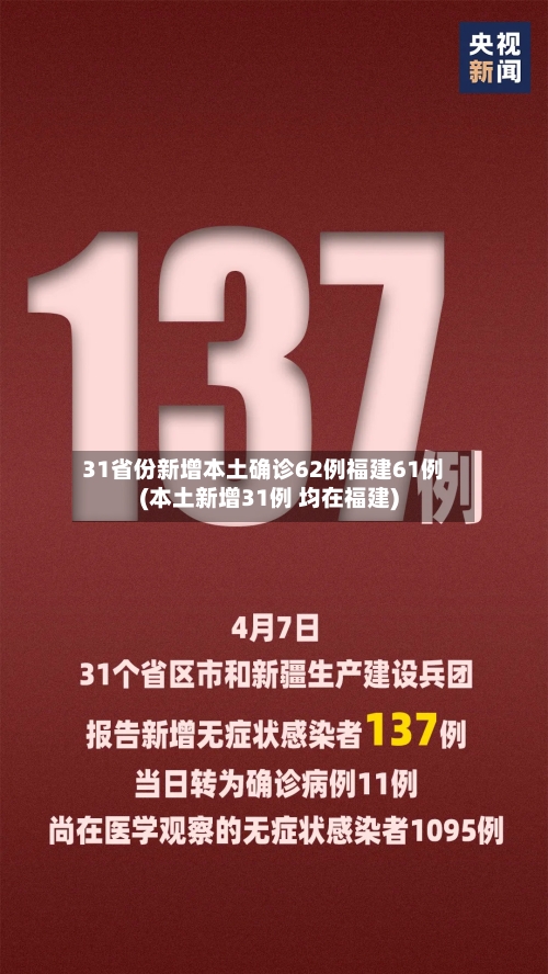 31省份新增本土确诊62例福建61例(本土新增31例 均在福建)-第2张图片