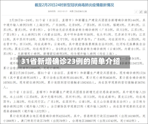 31省新增确诊23例的简单介绍