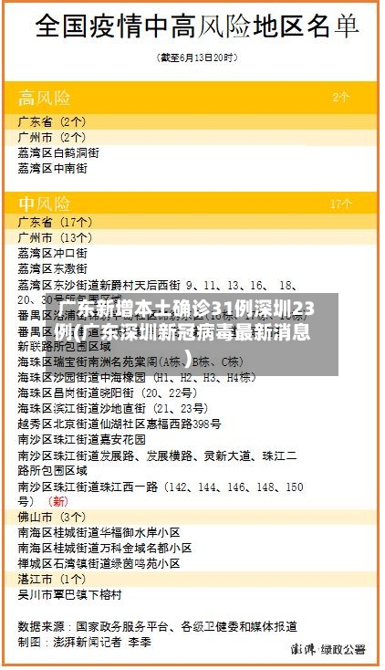 广东新增本土确诊31例深圳23例(广东深圳新冠病毒最新消息)