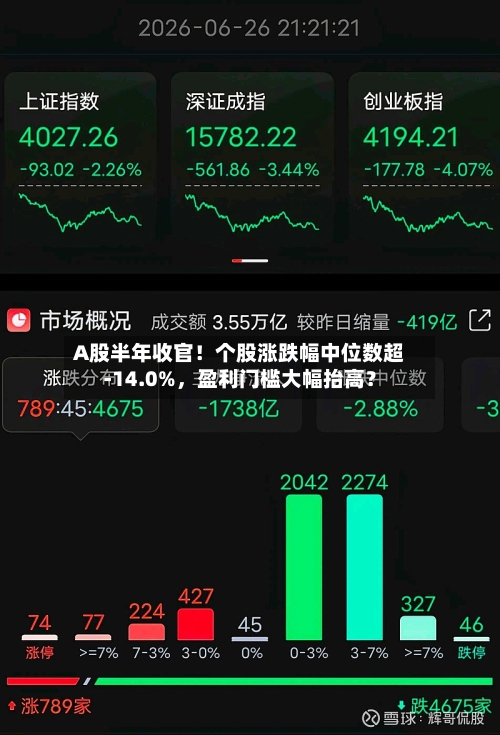 A股半年收官！个股涨跌幅中位数超-14.0%，盈利门槛大幅抬高？-第1张图片