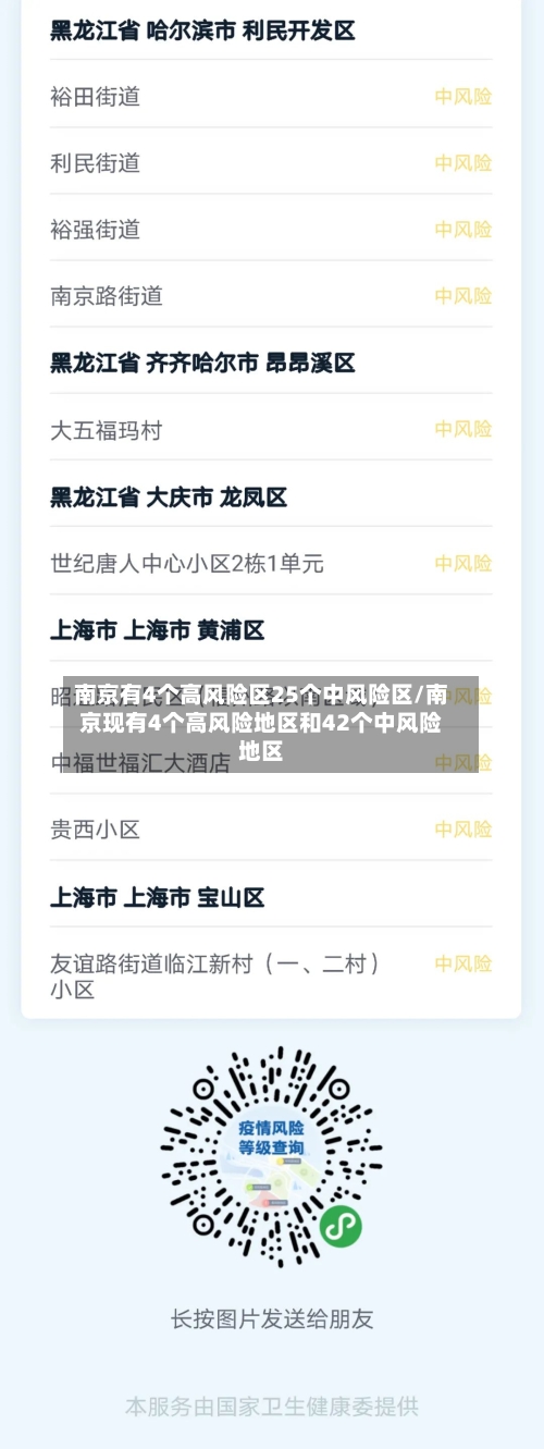 南京有4个高风险区25个中风险区/南京现有4个高风险地区和42个中风险地区