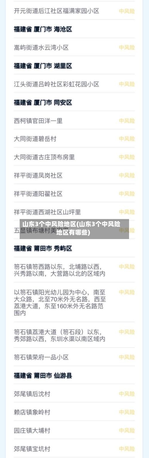 山东3个中风险地区(山东3个中风险地区有哪些)