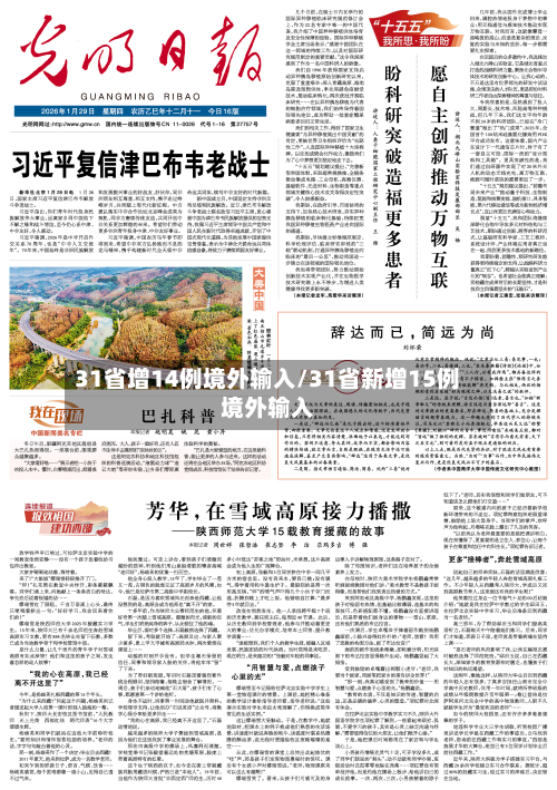 31省增14例境外输入/31省新增15例境外输入