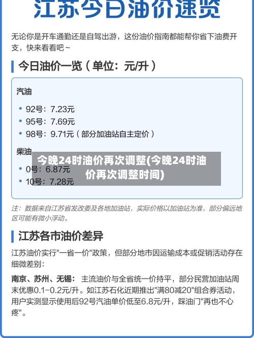 今晚24时油价再次调整(今晚24时油价再次调整时间)
