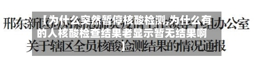 【为什么突然暂停核酸检测,为什么有的人核酸检查结果老显示暂无结果啊】