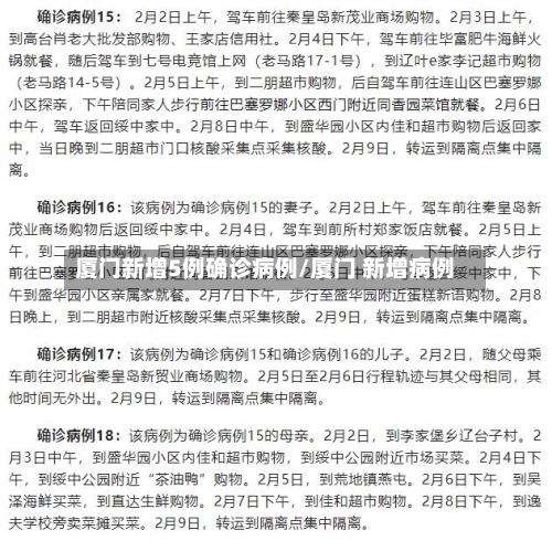 厦门新增5例确诊病例/厦门 新增病例