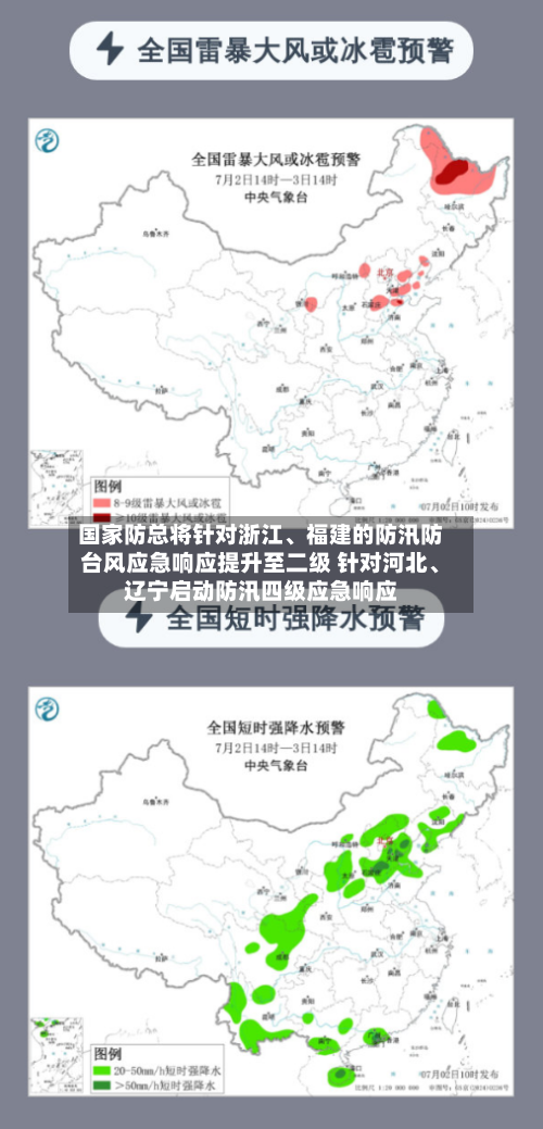 国家防总将针对浙江、福建的防汛防台风应急响应提升至二级 针对河北、辽宁启动防汛四级应急响应