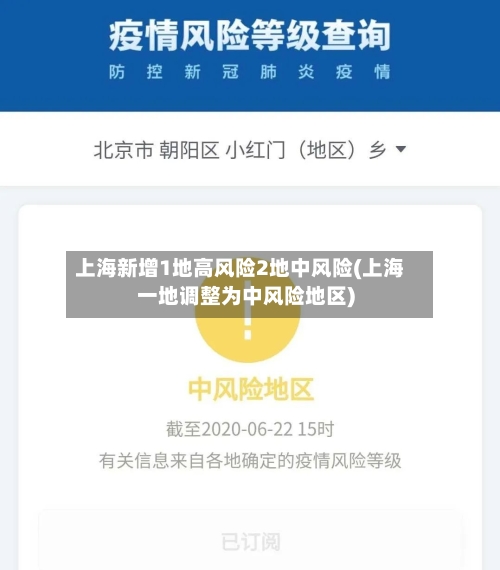 上海新增1地高风险2地中风险(上海一地调整为中风险地区)