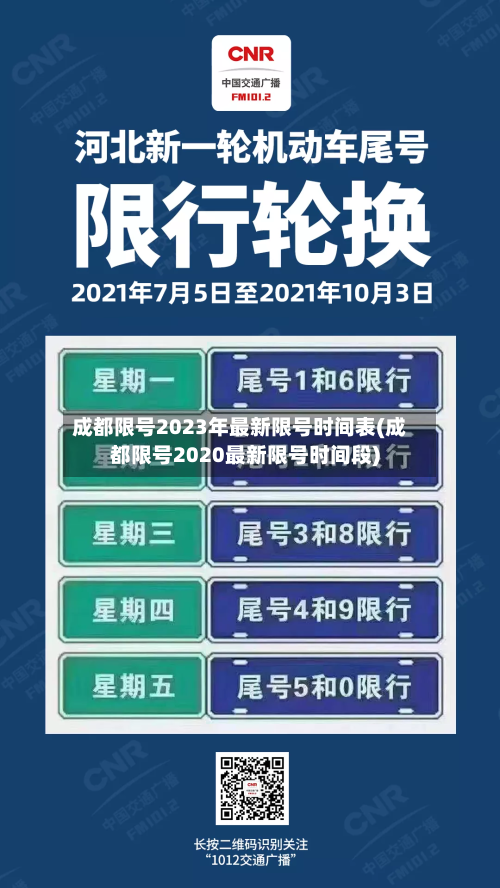 成都限号2023年最新限号时间表(成都限号2020最新限号时间段)