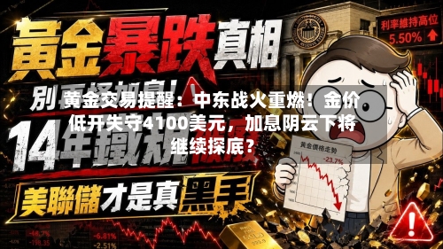 黄金交易提醒：中东战火重燃！金价低开失守4100美元，加息阴云下将继续探底？
