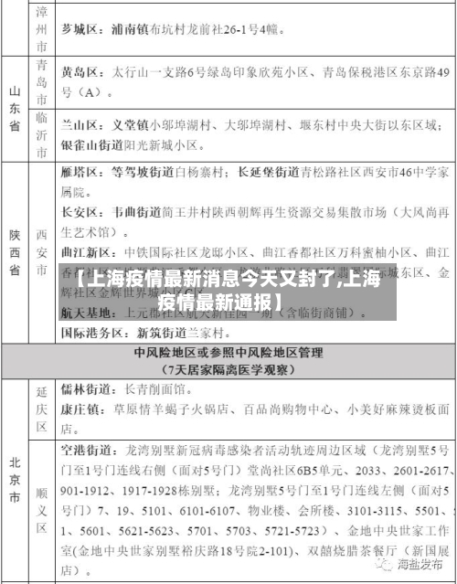 【上海疫情最新消息今天又封了,上海疫情最新通报】